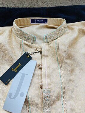Junaid Jamshed gold-beige blended special kurta